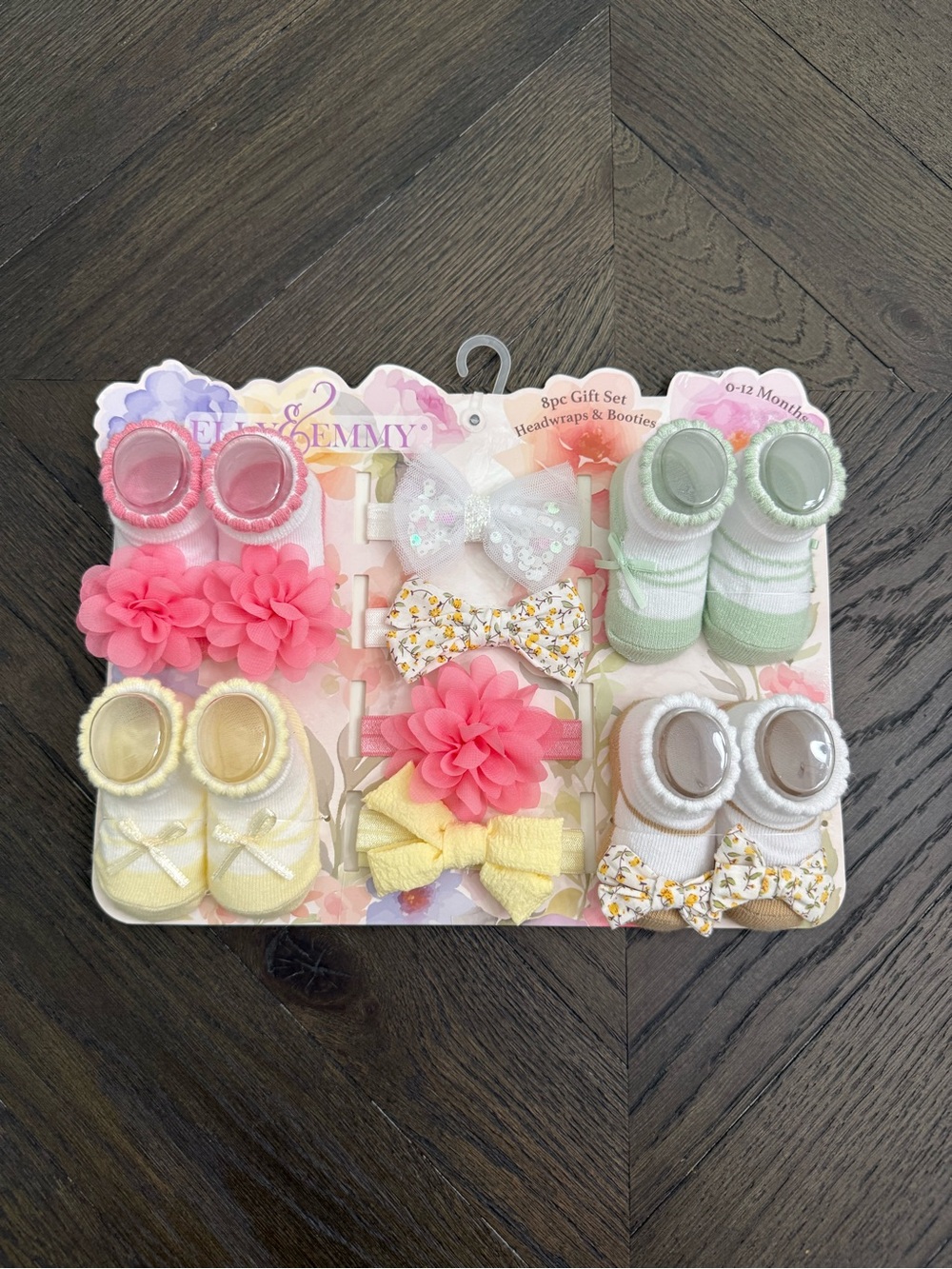 Baby Headband & Bootie Set - Pink, Yellow, Green, White